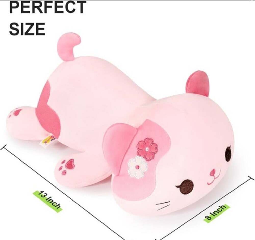 Onsoyours Original Sakura Cat Plush 13"x8" Pink Kawaii Kitty Animal Flower Heart